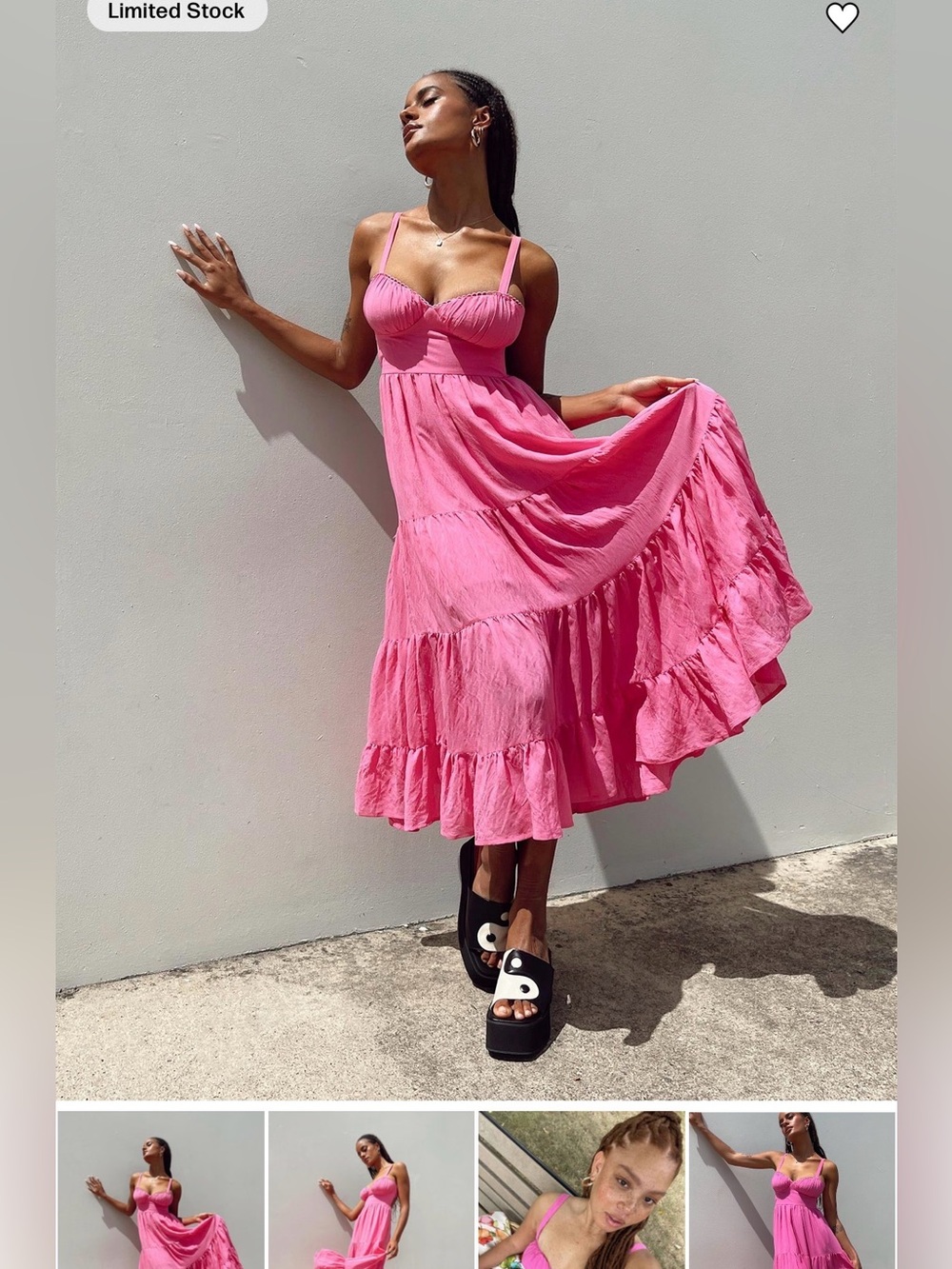 Princess Polly Pink Tiered Bustier Midi Dress